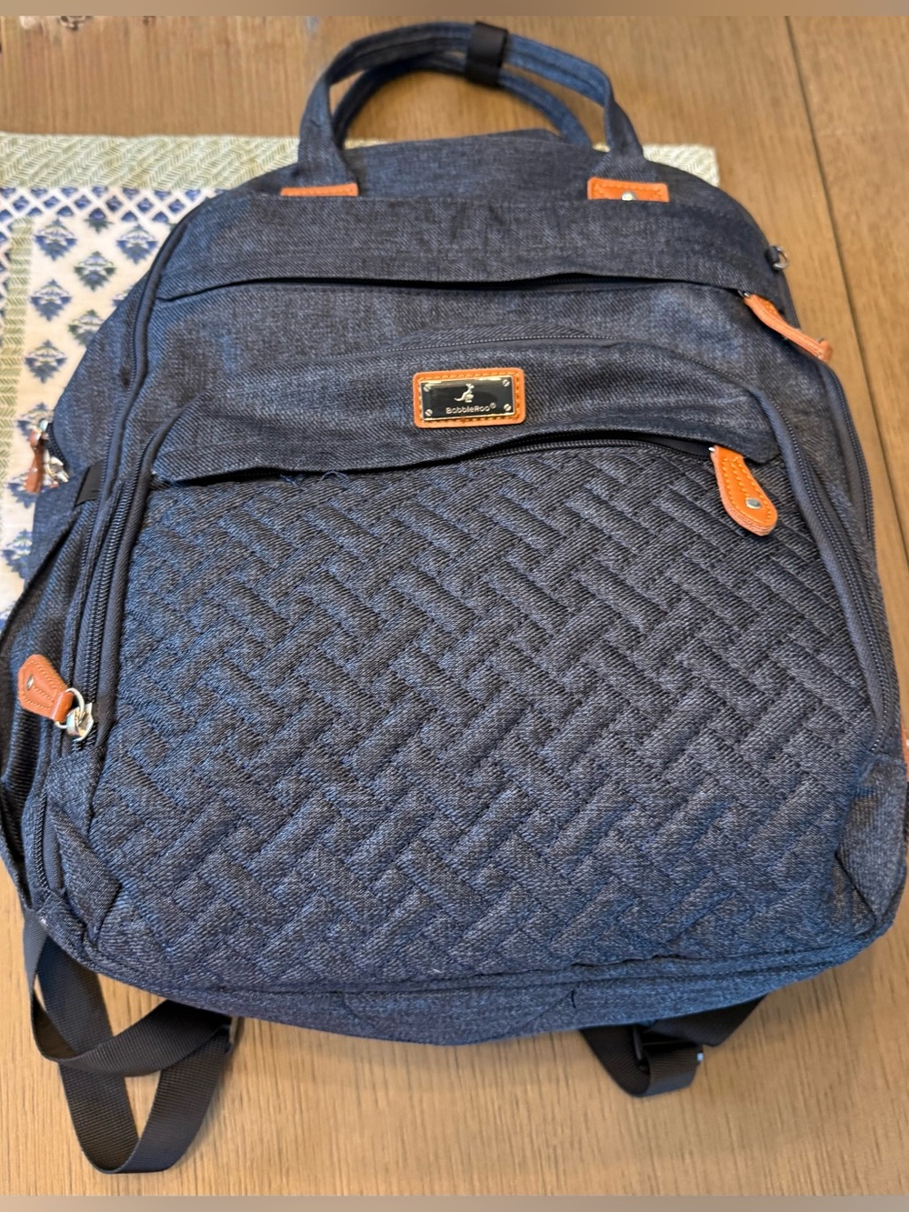 Babbleroo XL Original Diaper Bag Denim Blue Baby Backpack Boy Infant Girl